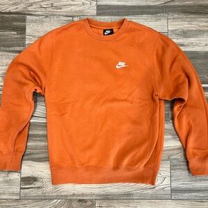 Nike Men's Orange Crewneck Sweater Small